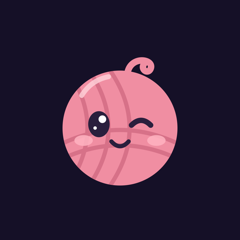 Purl, the Cardrobe yarn ball, winking